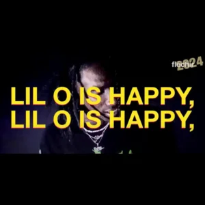 OsamaSon with the phrase "Lil O Is Happy" showing twice in yellow letters in the music video for "popstar"